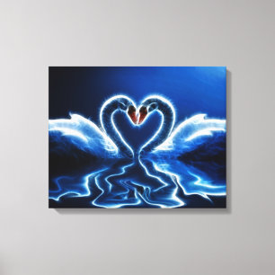 Les cygnes dans l'amour toile enveloppée