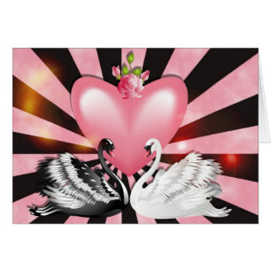 Les cygnes de la carte de voeux d'amour