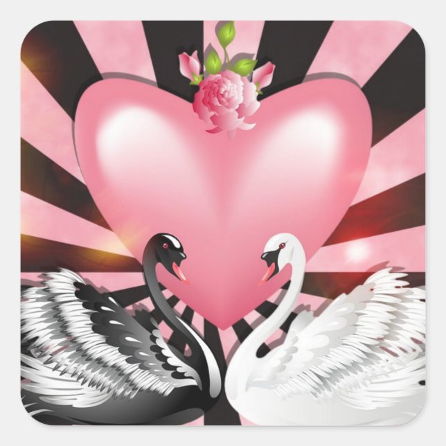 Les cygnes des autocollants d'amour (Devant)