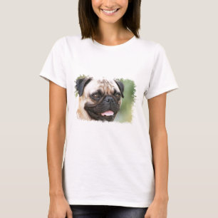 Les dames de chien de carlin ont adapté le T-shirt