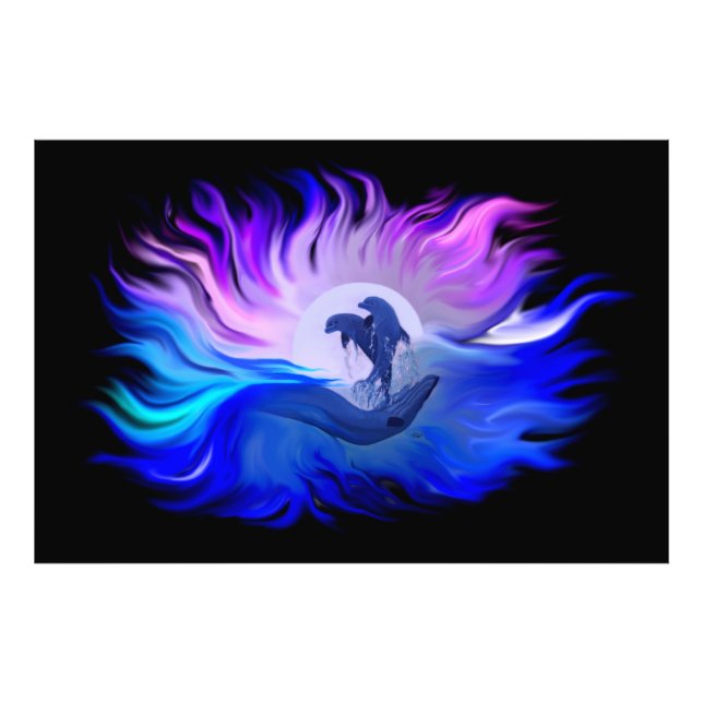 Les dauphins dans la lune Photo agrandissement (Devant)