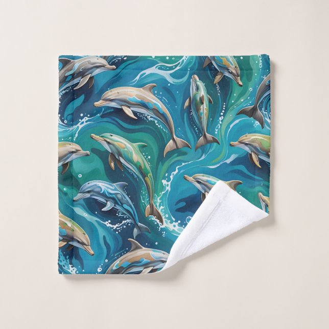 Les dauphins nagent  (Gant de toilette)