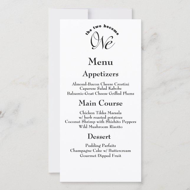 Les deux deviennent un menu Mariage blanc et noir (Devant)