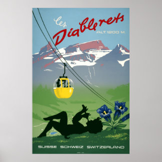 Les Diablerets, Suisse, Poster Vintage voyage