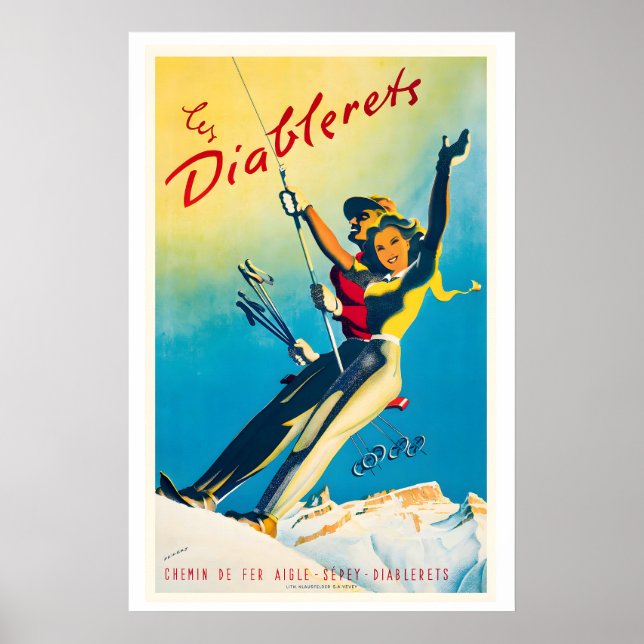 Les Diablerets Switzerland Vintage Ski Poster (Devant)