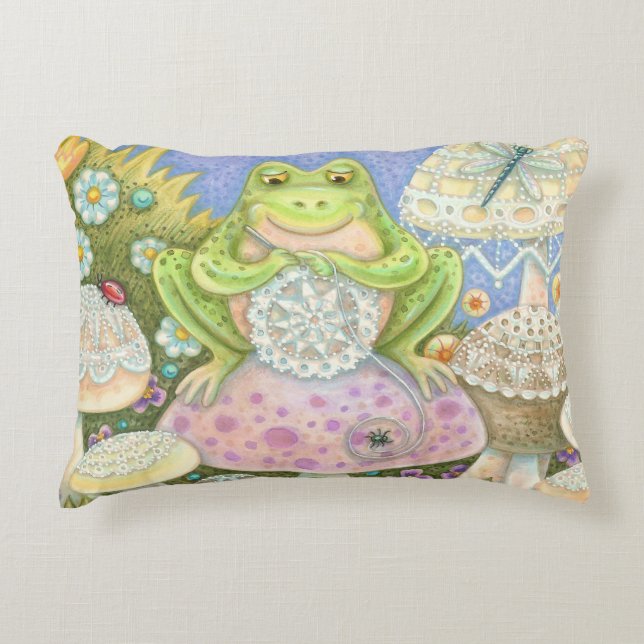 Les Doilies Font Un COUSSIN D'ACCENT FROG Home Hop (Devant)