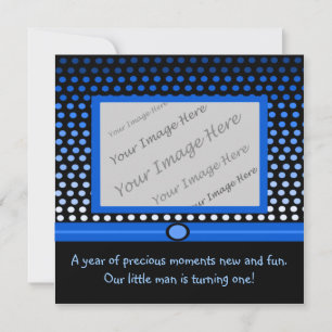 Les Dots Bleus Modernes Invitations Pour La Premiè