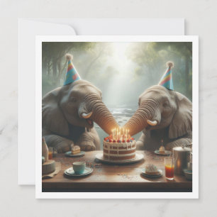 Les éléphants fêtent, invitation d'anniversaire de