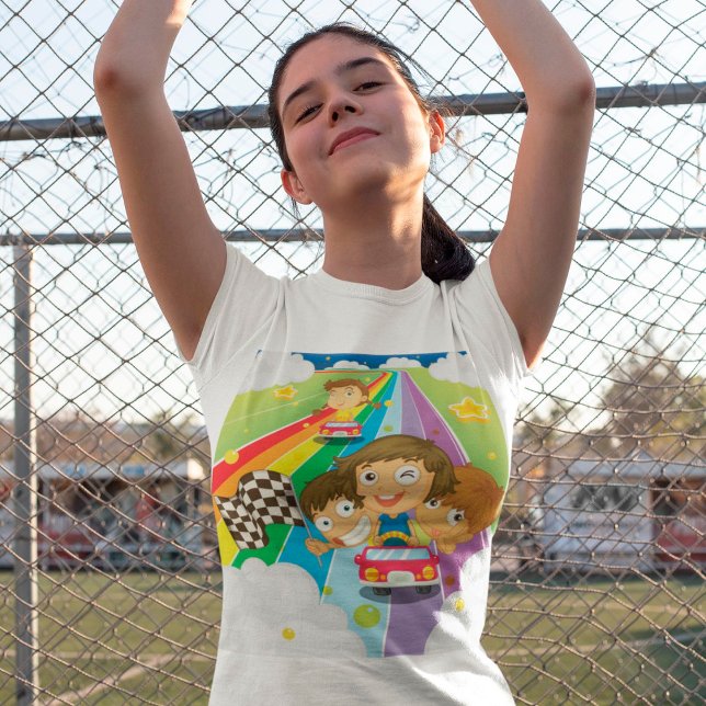 Les Enfants Courent Sur Un T-shirt Arc-En-Ciel (Créateur téléchargé)