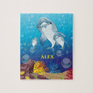 Les enfants dauphins puzzle avec le nom de l'enfan