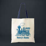 Les enfants du train bleu du sac fourre-tout de la<br><div class="desc">Sacoche de bibliothèque scolaire pour garçons de train bleu. Personnalisez avec le nom de votre enfant,  parfait pour la bibliothèque ou l'école. Il lit actuellement Henry's Books et Henry sur la plaque de chaudière. Uniquement conçu par Sarah Trett.</div>