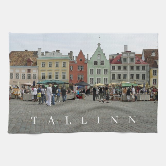 Les étals du marché de Tallinn vue serviette de th (Horizontal)