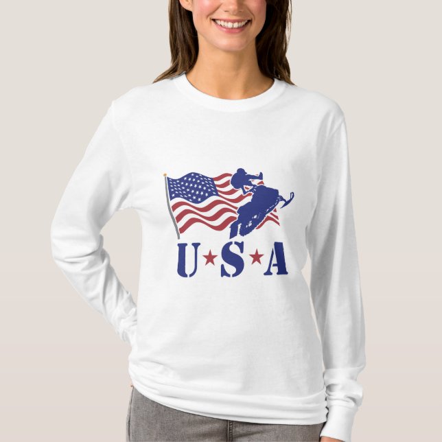 Les Etats-Unis Snowmobile le long T-shirt de (Devant)