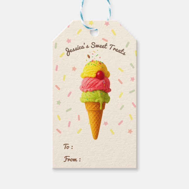 Les Étiquettes Cadeaux de Glace de la Fête Sucrée  (Devant)