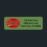 Les Étiquettes du retour de Noël "Retro Merry Chri<br><div class="desc">Étiquettes de retour de Noël "Retro Merry Christmas" Profitez de ces étiquettes de retour faits pour toutes vos lettres et cartes de Noël. Customisez en remplaçant le texte par le vôtre. Choisissez et utilisez votre style de police préféré, la couleur et la taille. La couleur du étiquette arrière - plan...</div>