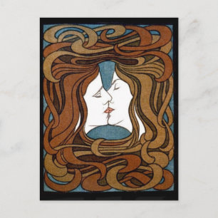 Les femmes partagent une carte postale Kiss