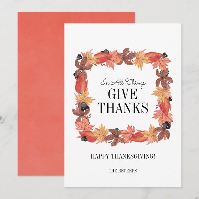 Les Feuilles D'Automne Remercient La Carte Thanksg (Devant / Derrière)