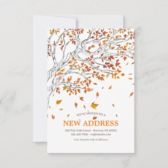 Les feuilles d'automne se déplacent Faire-part (Devant)