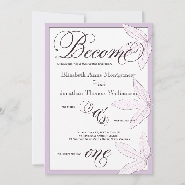 Les feuilles deviennent un seul Faire-part de mari (Devant)