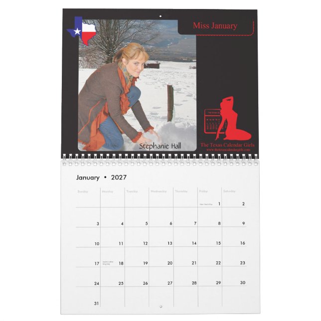 Les filles 2010 de calendrier du Texas 12 mois (Jan 2027)