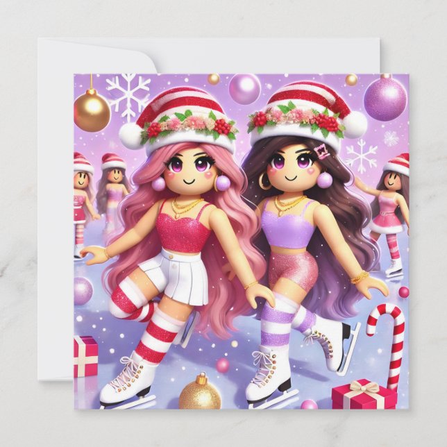 Les filles Ados de Robloxo jolie carte de Noël (Devant)