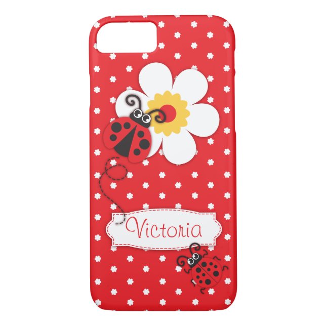Les filles de Ladybug nomment coque iphone rouge (Dos)