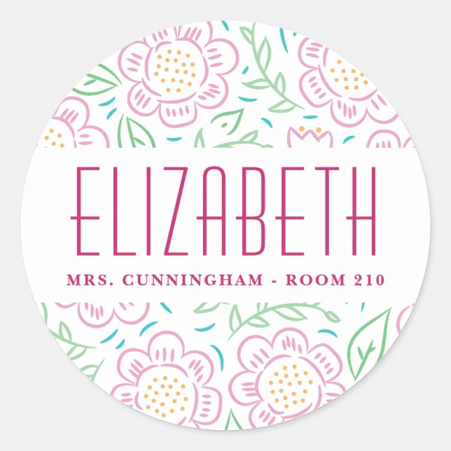 Les filles de retour à l'école Étiquette floral (Devant)