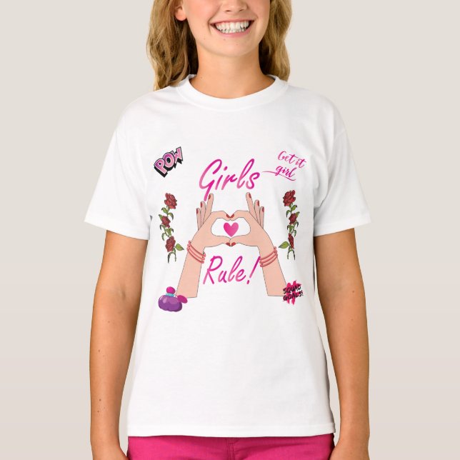 Les filles gouvernent le T-shirt Ruffle (Devant)
