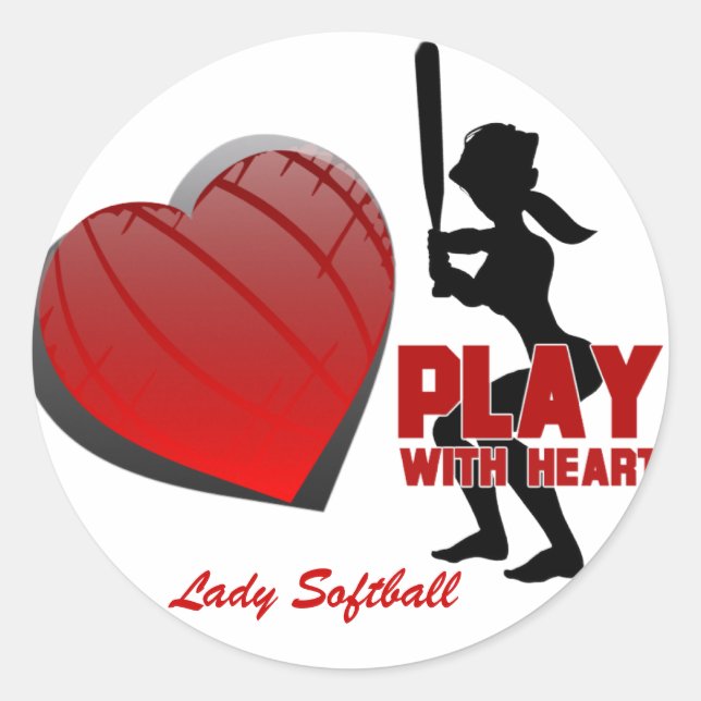 Les Filles Jouent Avec Des Stickers Coeur Softball (Devant)