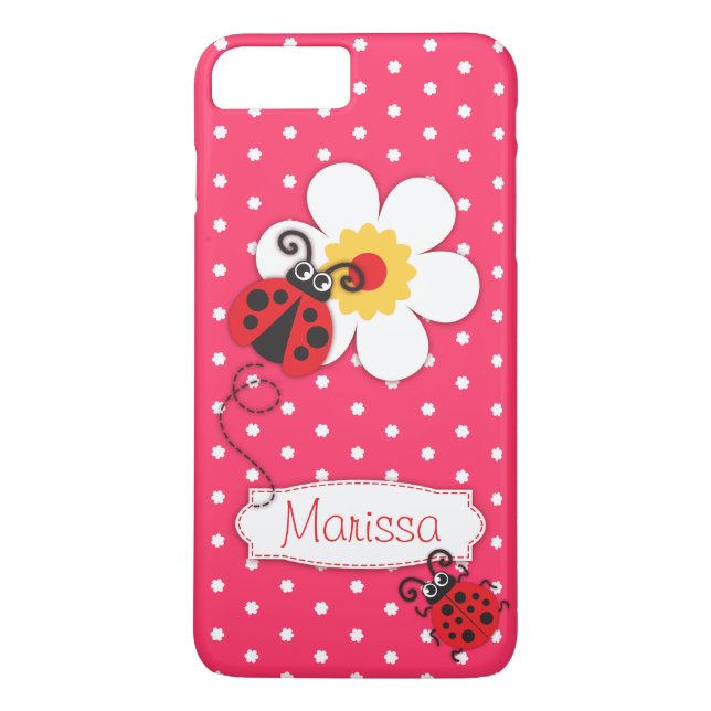 Les filles mignonnes de coccinelle nom coque rose  (Dos)