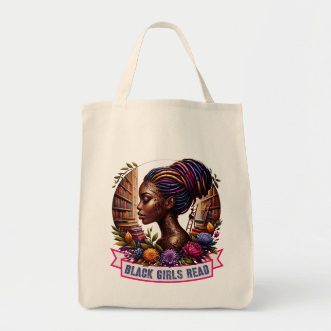 Les filles noires lisent | Sac fourre-tout à budge (Devant)