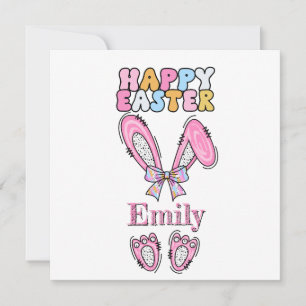 Les filles personnalisent Happy Bunny Pâques rose