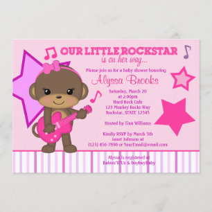 Les filles roses Monkey Rockstar Invitations de do