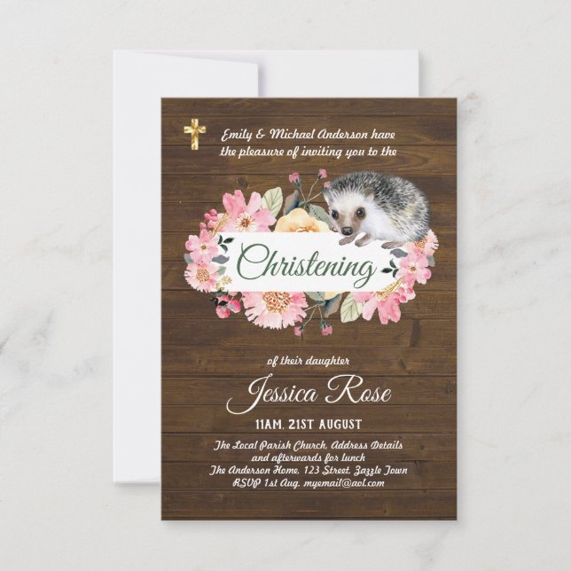 Les filles rustiques des bois Christening Invitati (Devant)