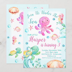 Les filles sous la mer Invitation d'anniversaire