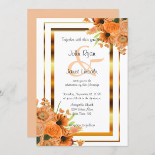 Les Fleurs Oranges Sur Les Invitations De Mariage 