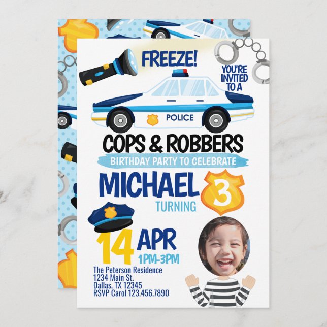 Les flics et les robots Invitation Invitation d'an (Devant / Derrière)