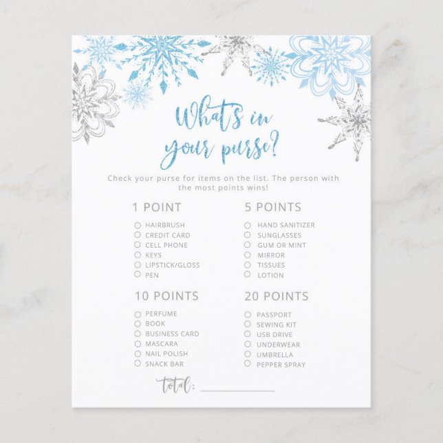 Les flocons de neige dans votre jeu de baby shower (Devant)