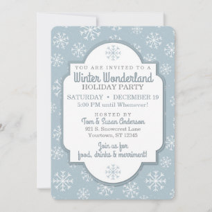 Les flocons de neige d'hiver Invitation bleu moder