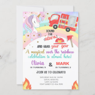 Les frères et soeurs licorne et invitation d'anniv