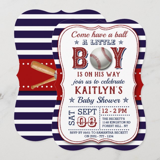Les garçons de baseball Baby Shower Invitations (Devant / Derrière)