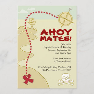 Les Garçons Pirate Map & Pirate Ship Invitations