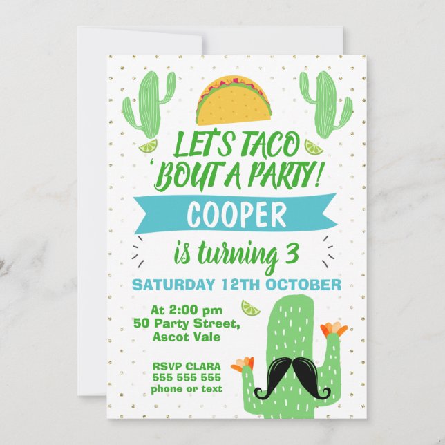Les garçons Taco ''A Party Anniversday Invitation (Devant)