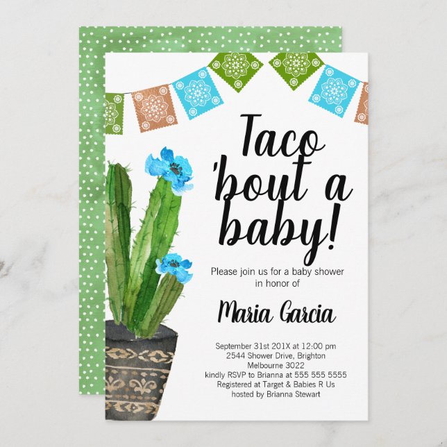 Les Garçons Taco Bout Invitation baby shower (Devant / Derrière)