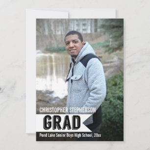 Les gars Bold Banner Photo Graduation Faire-part