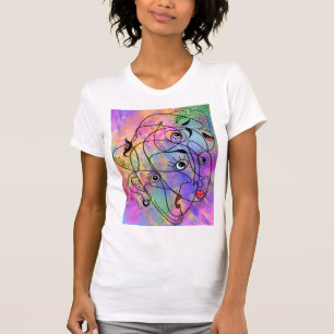 Les Gens Font Face À La Peinture Style T-shirt Art