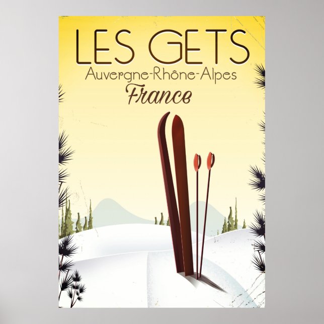 Les Gets France affiche de voyage ski (Devant)