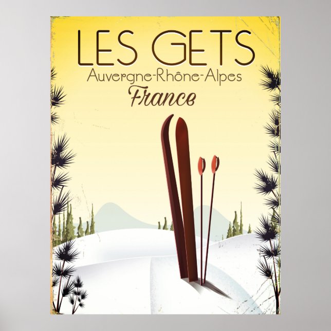 Les Gets France affiche de voyage ski (Devant)