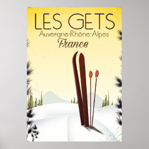 Les Gets France ski travel poster