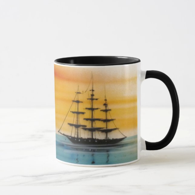 Les goélettes au coucher du soleil Design Café Mug (Droite)